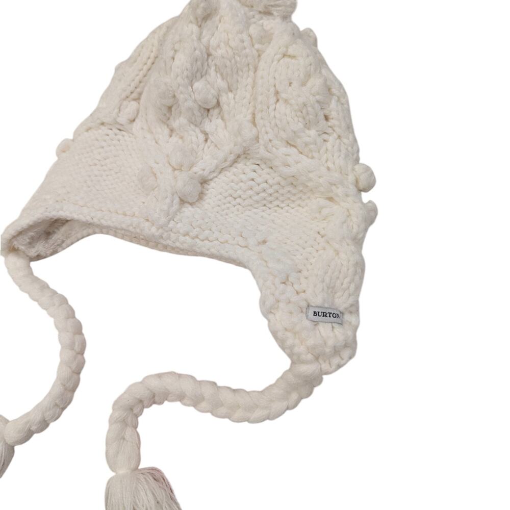 Burton Chloe Earflap Stout White Pom-Pom Snow Hat - Picture 2 of 4